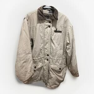 VTG Express Barn Coat Jacket Beige Brown Collar Canvas Workwear Men’s Small